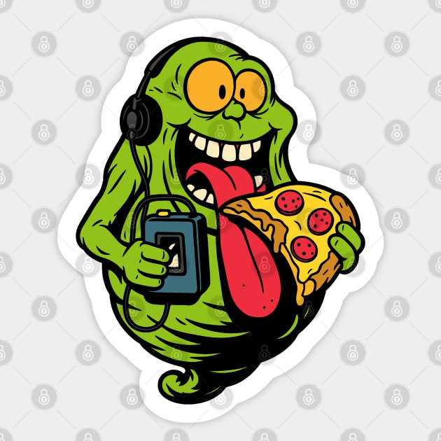 Retro Slimer Walkman Party Shirt Sticker by Shit Post Hero